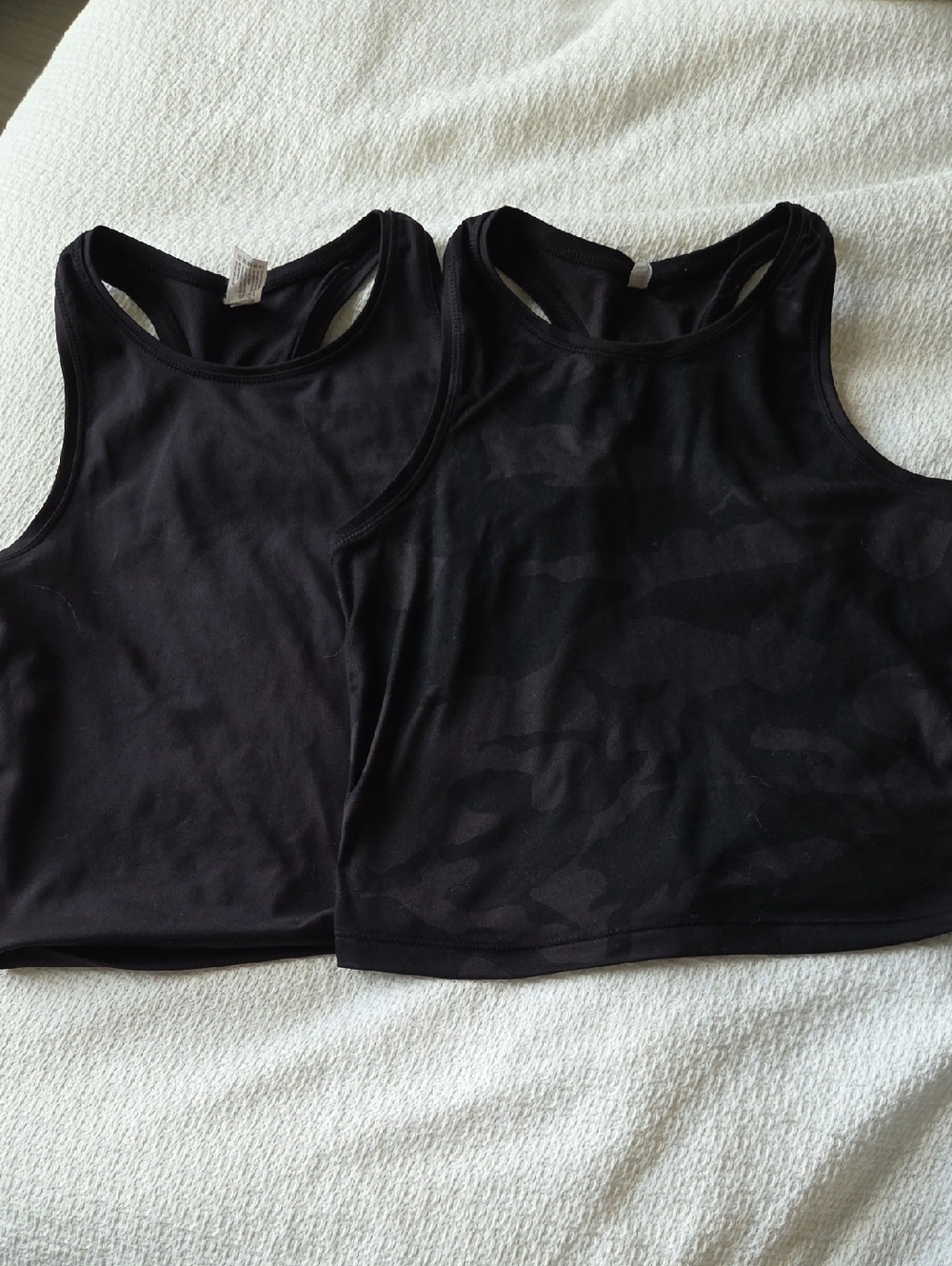 90 Degree By Reflex Black Racerback Crop Tank Tops - Set of 2